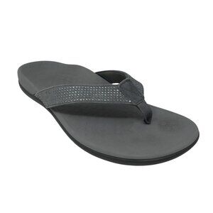 Vionic Tiders Gray Jeweled Flip Flop Thong Sandals Womens 10
